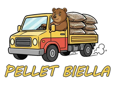 Logo Pellet Biella con camion carico di pellet